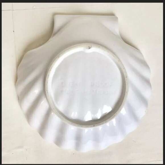 🍉Made in Japan Oven Safe Dish Seashell Jewelry Trinket Tray Nuts dish White - Picture 4 of 13